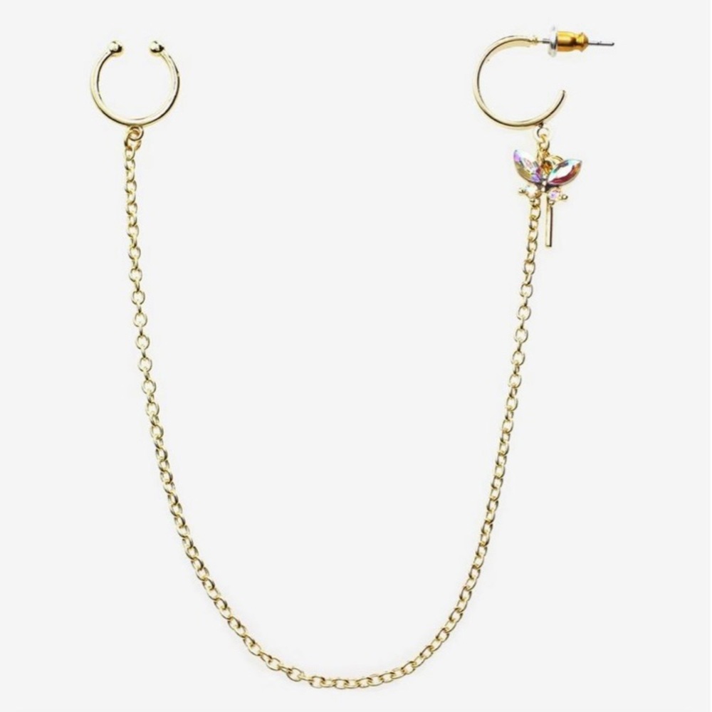 Morbid Metals Faux Nose Ring & Earring Steel Gold Butterfly